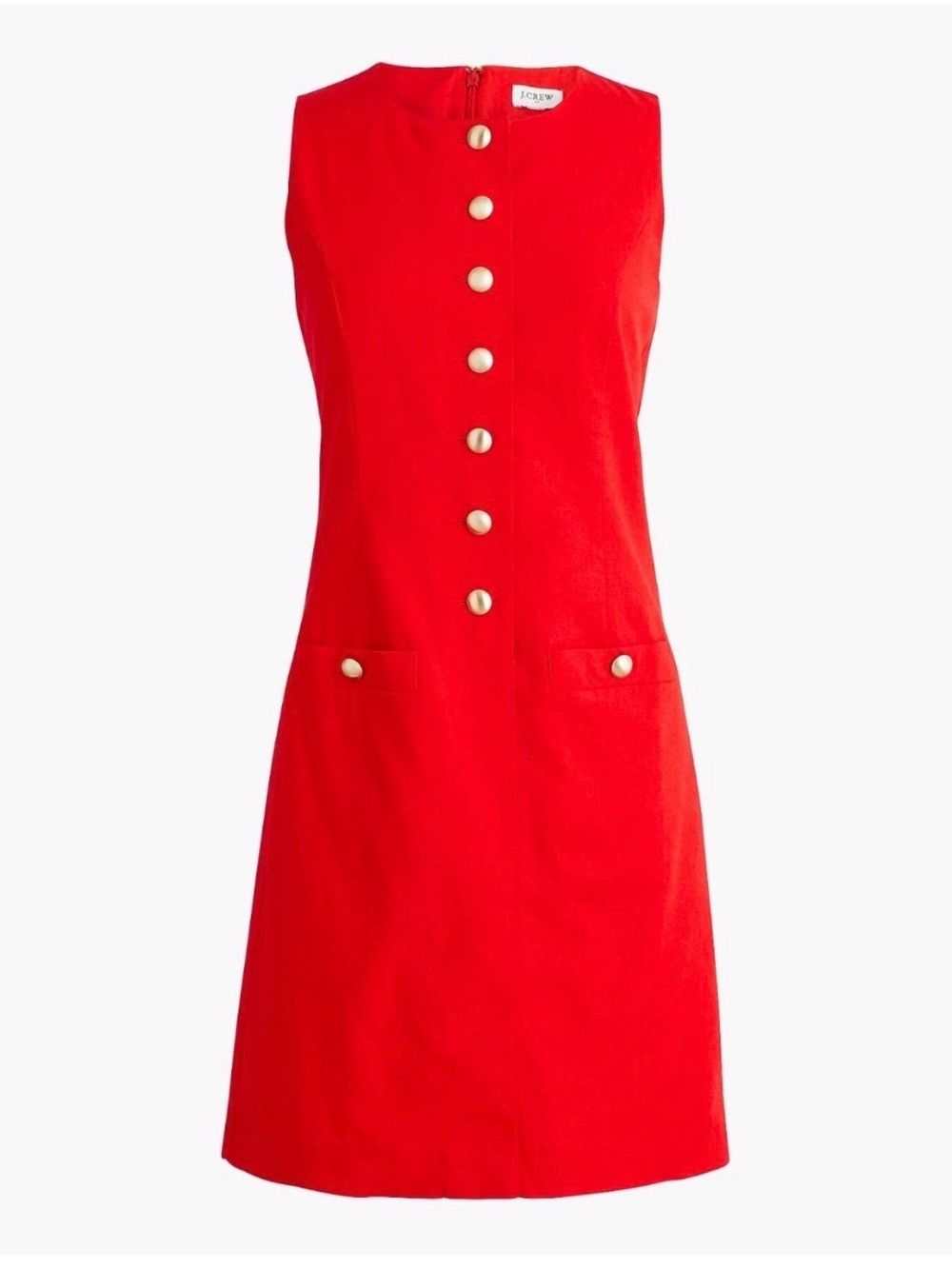NWT!! JCREW Factory Linen-Blend Button-Front Mini Dress in Bright Cerise Red